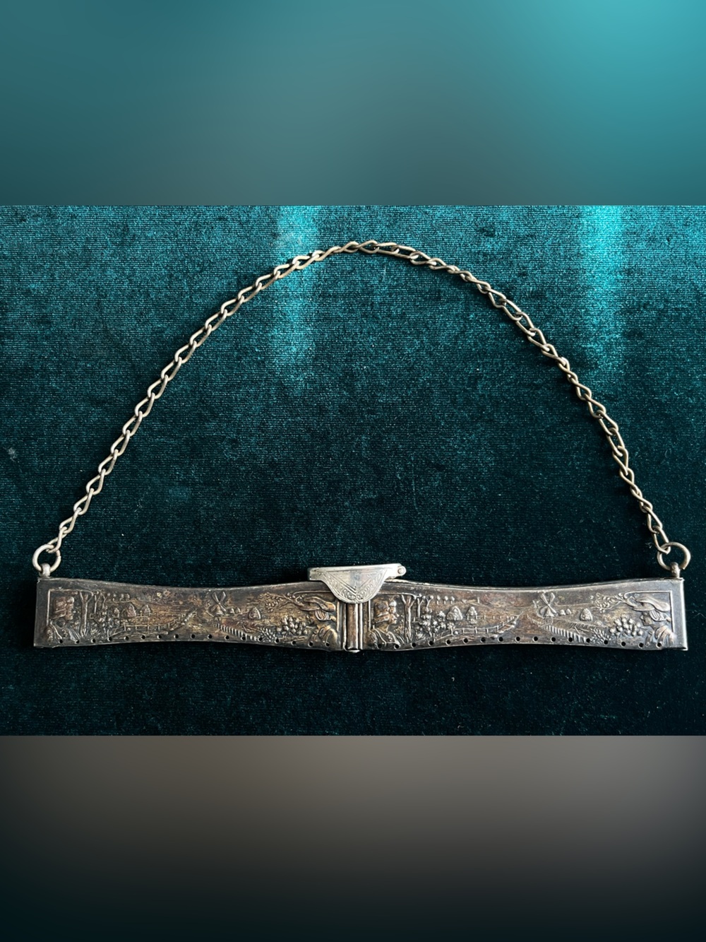 Vintage Art Nouveau Repousse Square Folding Purse Frame Silver Plated